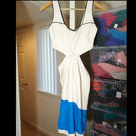 Dresses & Skirts - 100% SILK white blue dress, like new Dresses & Skirts - 100% SILK white blue dress, like new
